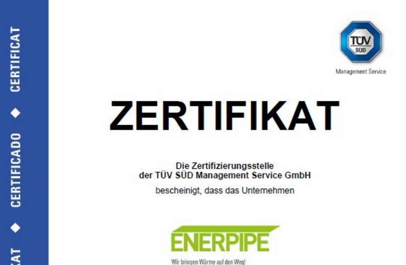 TÜV Zertifikat ISO ENERPIPE