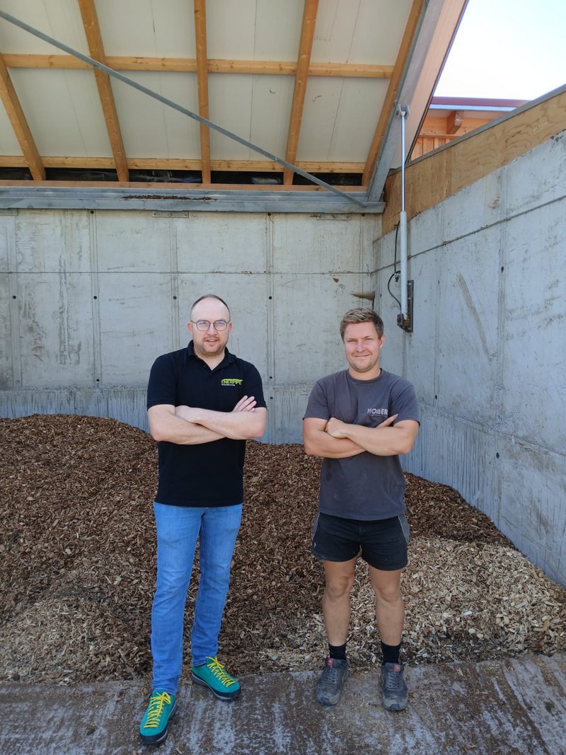 Rudersberg Hackschnitzelbunker mit Marc Dollinger und Moritz Schwenger