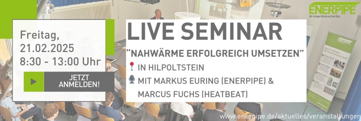 Live Seminar Banner am 21.2.2025 bei ENERPIPE